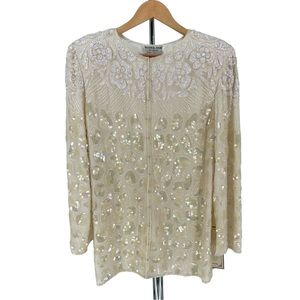Mark & John by Gopal 80’s Vintage Beaded Sequin Evening Jacket Deadstock Large